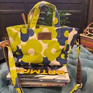 Maika Green and Blue Floral Tote Bag